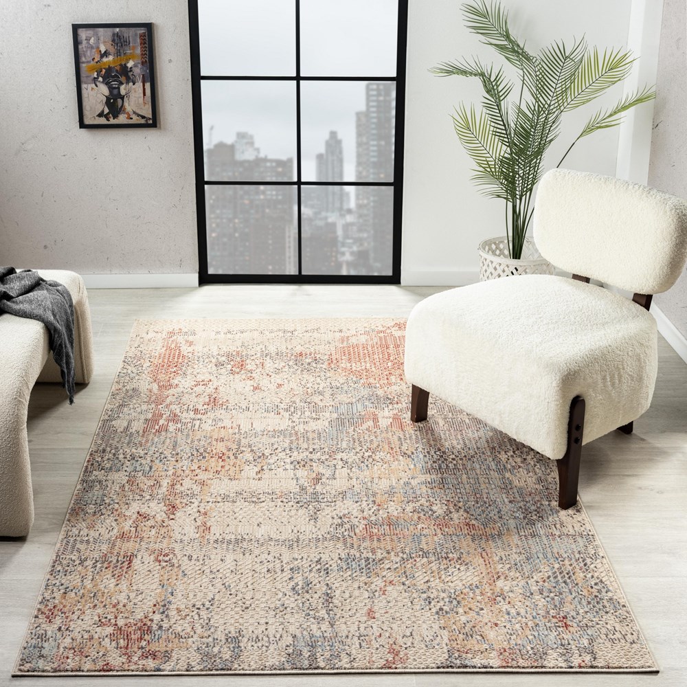 Alia 860GC Distressed Abstract Rugs in Beige Rose